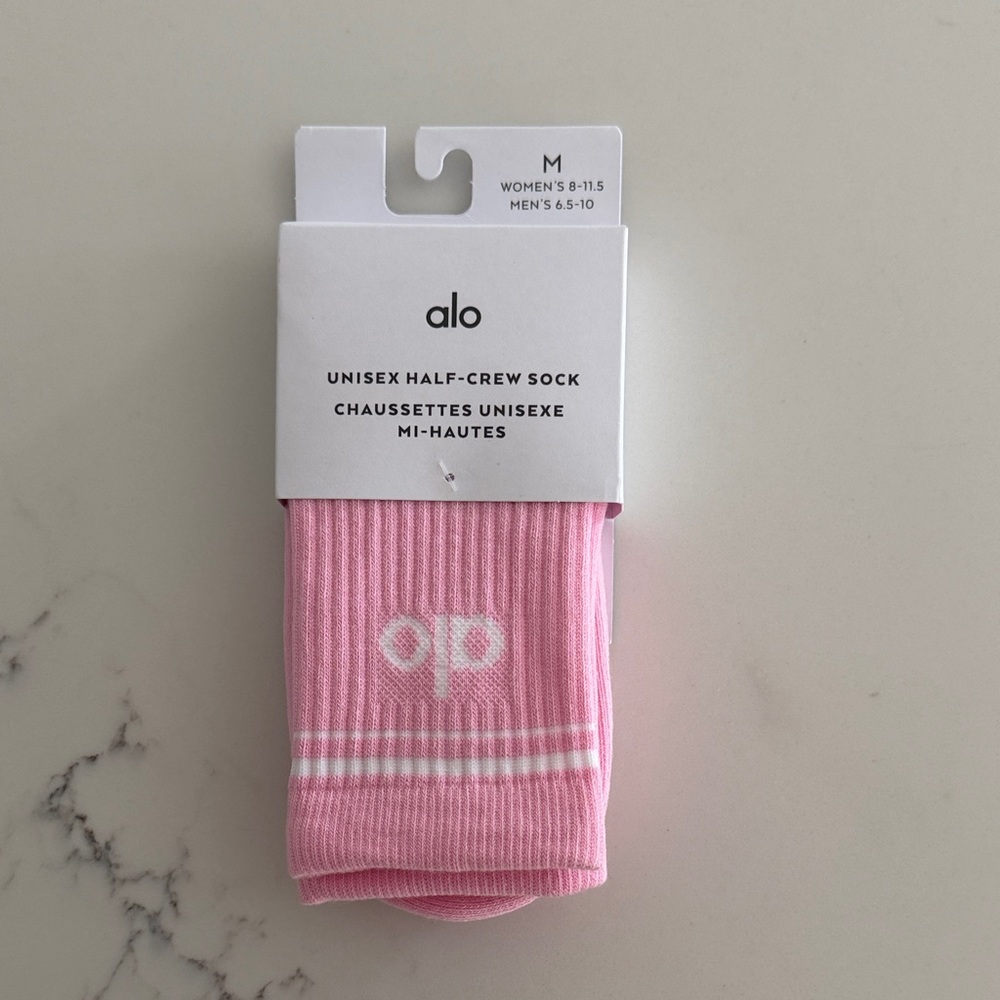 ALO Yoga Pink Half-Crew Socks